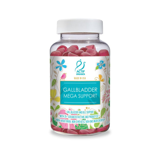 ACTIF Gallbladder Mega Support gummies bottle with strawberry flavor supporting bile flow