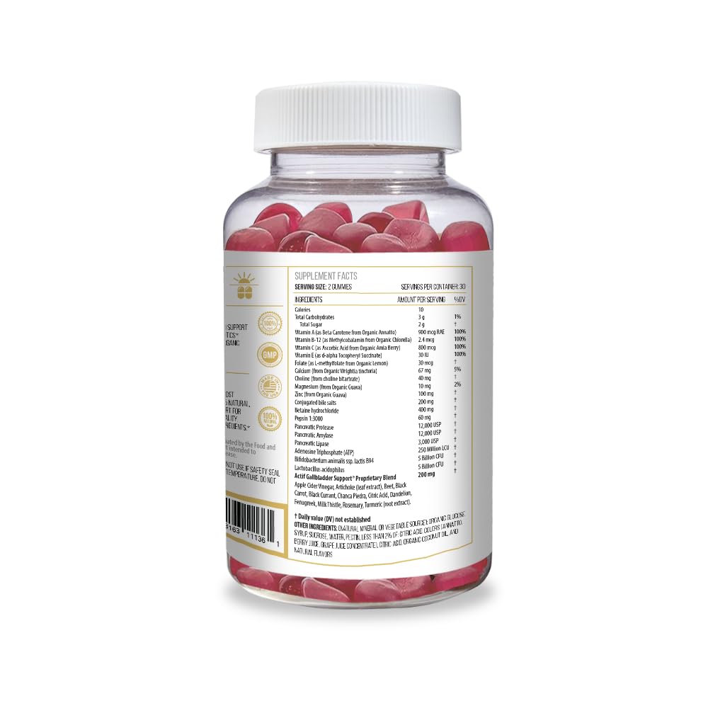 ACTIF Gallbladder Mega Support gummies close-up on serving spoon ready to enjoy