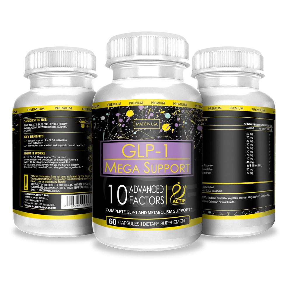 ACTIF GLP-1 Mega Support bottle seal communicates quality and gluten-free status