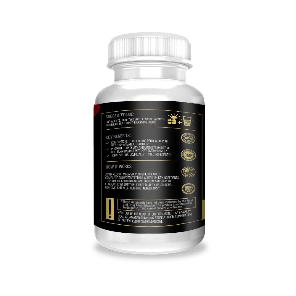ACTIF Klotho Mega Support capsules close-up for cognitive clarity and energy.