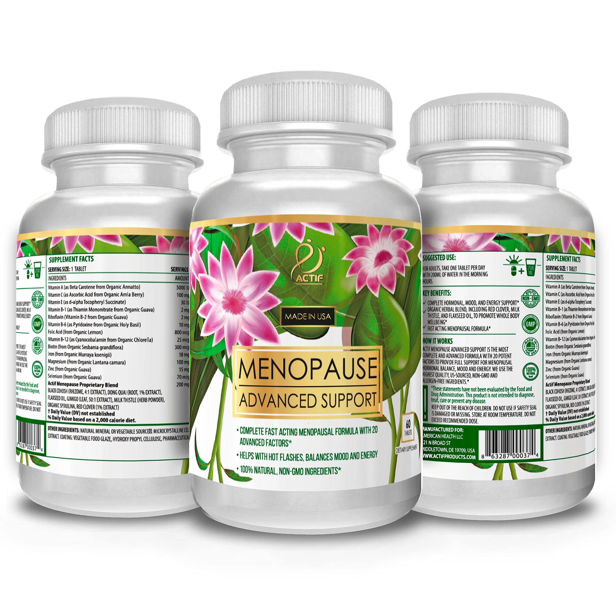 ACTIF Menopause packaging and bottle ready for daily use.