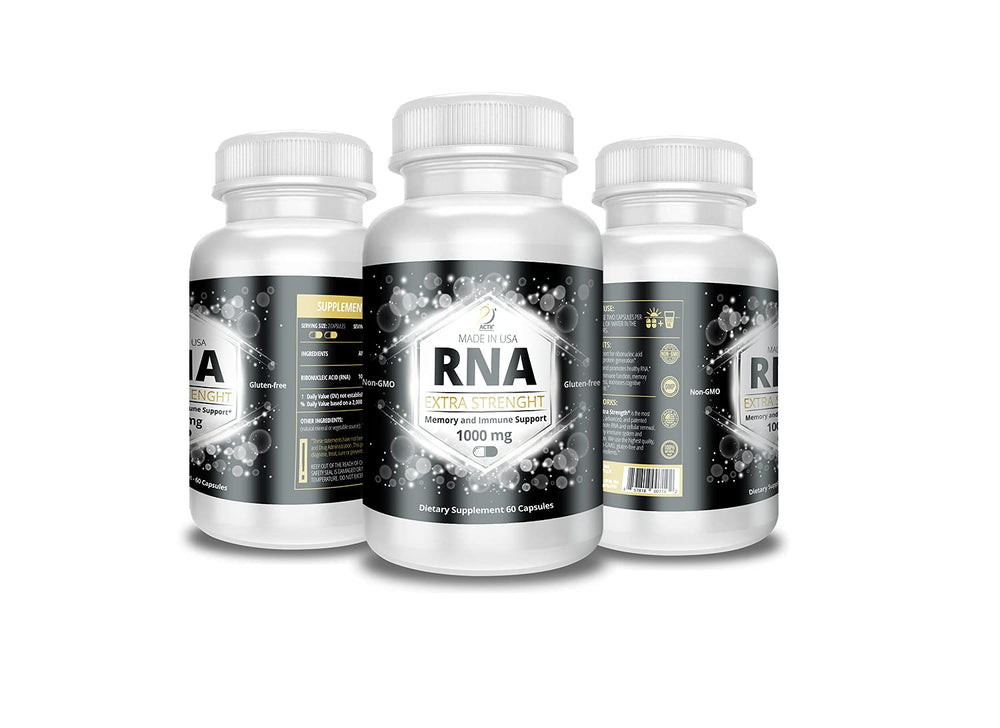 ACTIF RNA bottle label close-up emphasizing gluten-free, non-GMO attributes