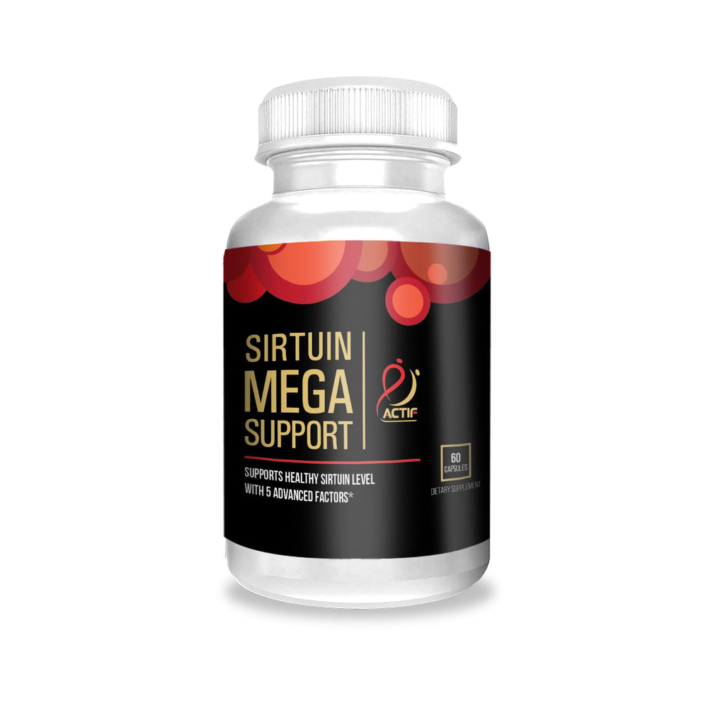 ACTIF Sirtuin Mega Support bottle with 60 capsules for daily vitality