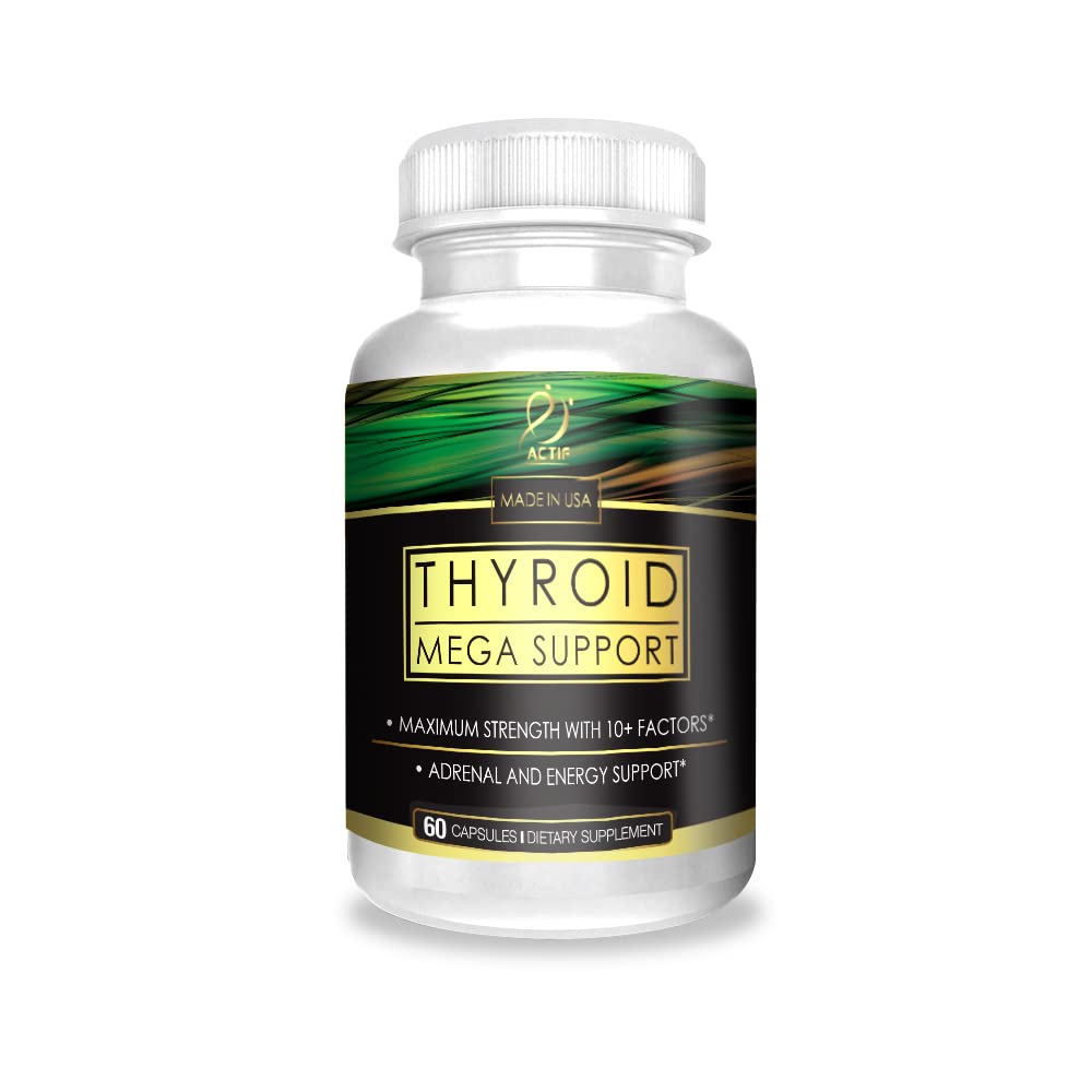 ACTIF Thyroid Mega Support bottle with packaging to emphasize non-GMO and gluten-free