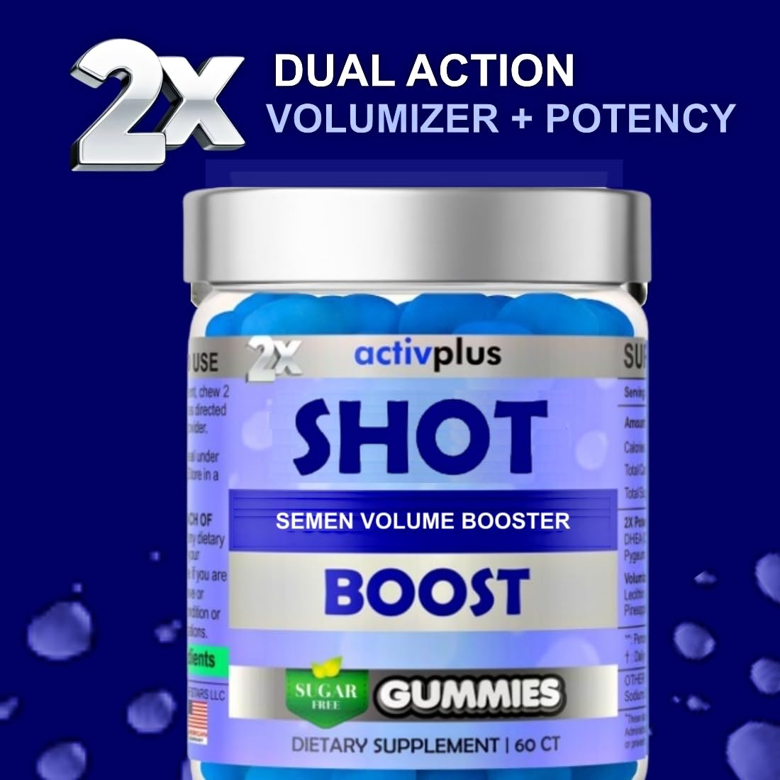 ACTIV PLUS Semen Volume Maximizer gummies pack highlights pineapple-blueberry flavor