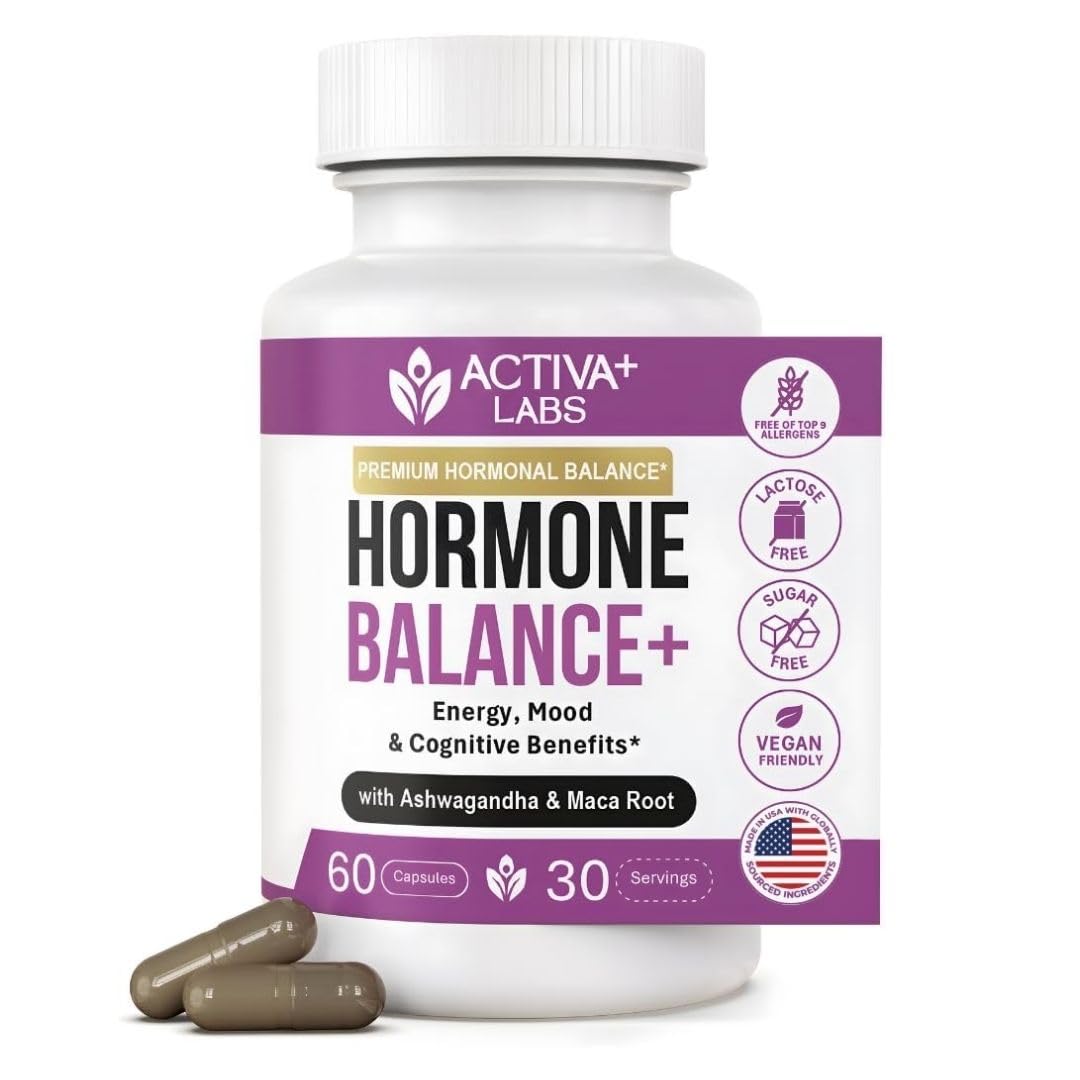 Activa Labs+ Hormone Balance bottle on a clean kitchen counter for daily energy
