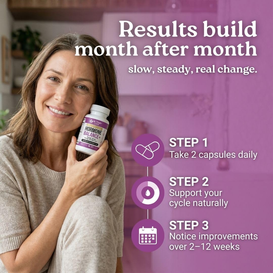Activa Labs Hormone Balance on a morning desk with water