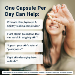 Ingredients chart highlights six plant-based compounds for skin support.