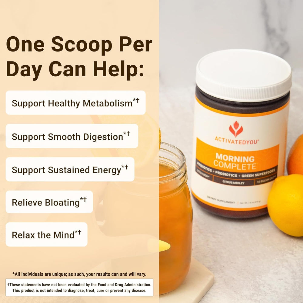 ACTIVATEDYOU Morning Complete bottle pour demonstrating easy serving