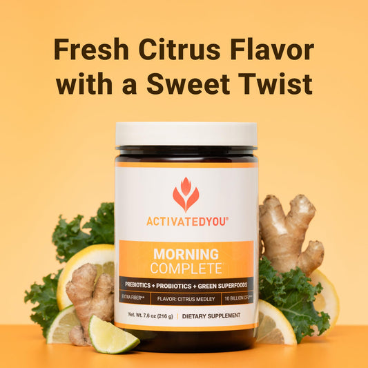 ActivatedYou Morning Complete powder dispense ready to mix into smoothies.