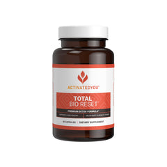 ActivatedYou Total Bio Reset bottle and capsules for a daily cleansing routine.