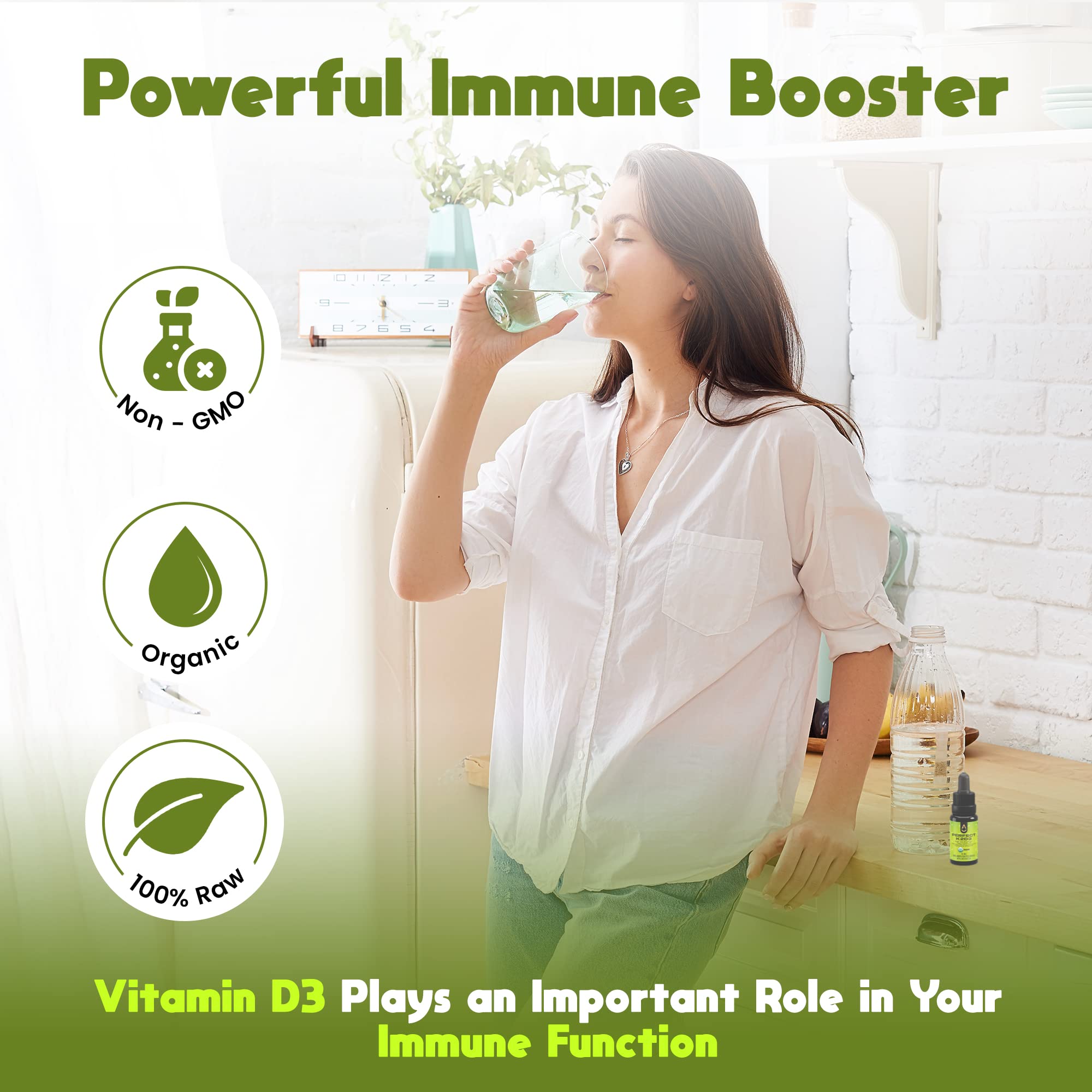 ACTIVATION Perfect K2D3 MCT-oil bottle image suggests quick absorption.