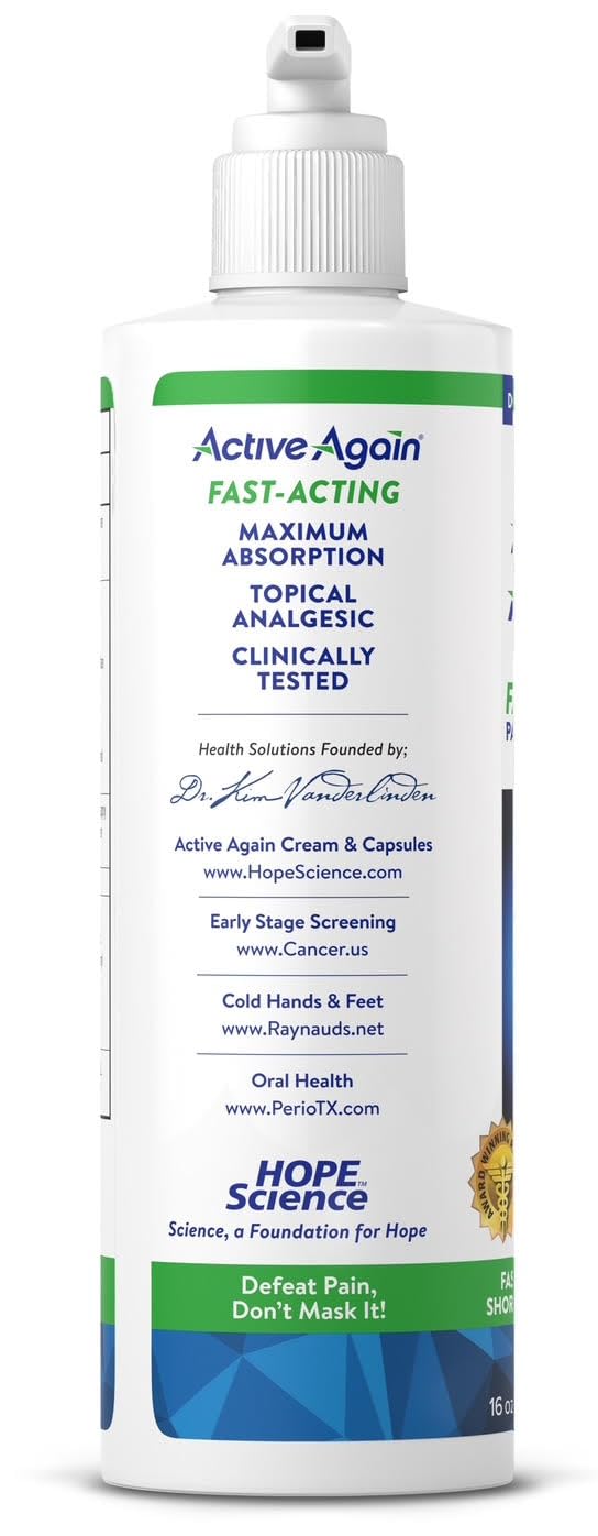 Active Again Hope Science Cream label close-up highlighting USA-made quality.