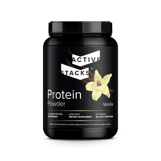Active Stacks beef protein vanilla bottle: dairy-free, keto-friendly protein for low-carb days