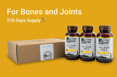 Close-up of Active Supreme collagen capsules for joint comfort.