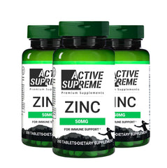 Active Supreme Zinc Citrate 50 mg bottle front suggesting daily immune support usage.
