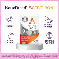Active Iron bottle with a glass suggests a simple daily habit.