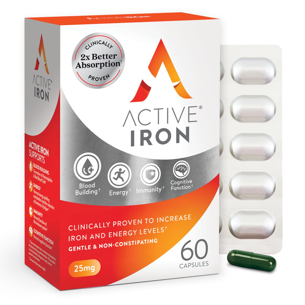 Active Iron bottle pour demonstrates easy daily dosing for support.