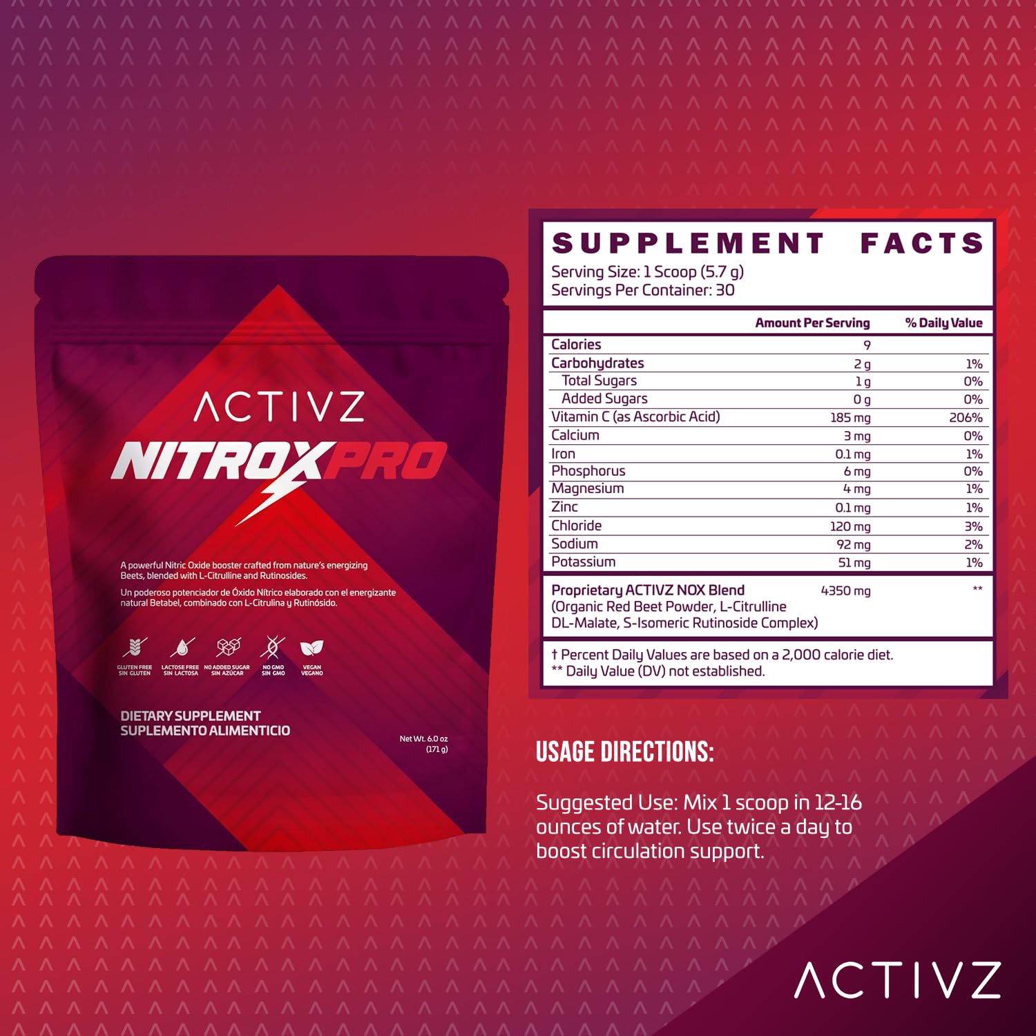 ACTIVZ NitroxPro ready-to-drink glass with citrus, ideal for workouts.