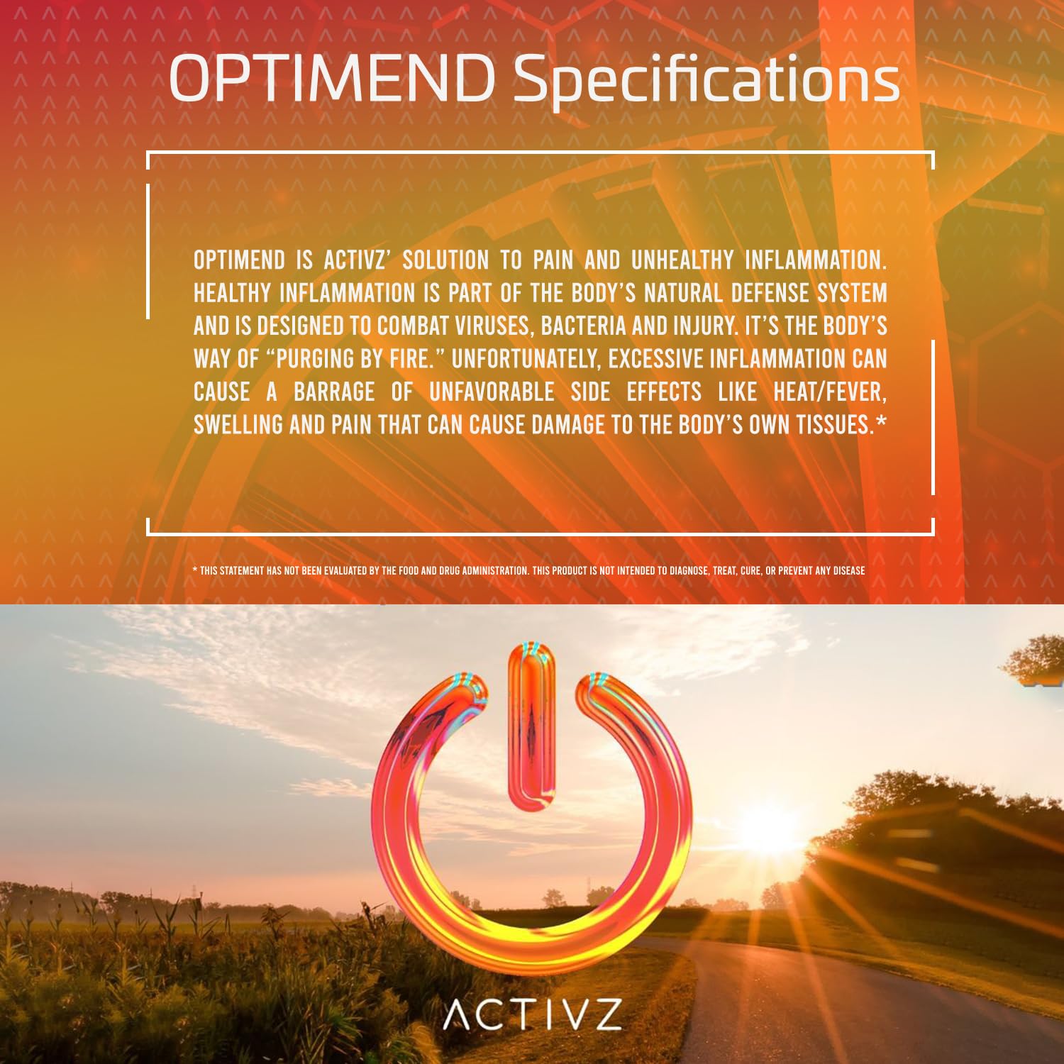 ACTIVZ Optimend packaging box emphasizes 60 capsules and easy storage