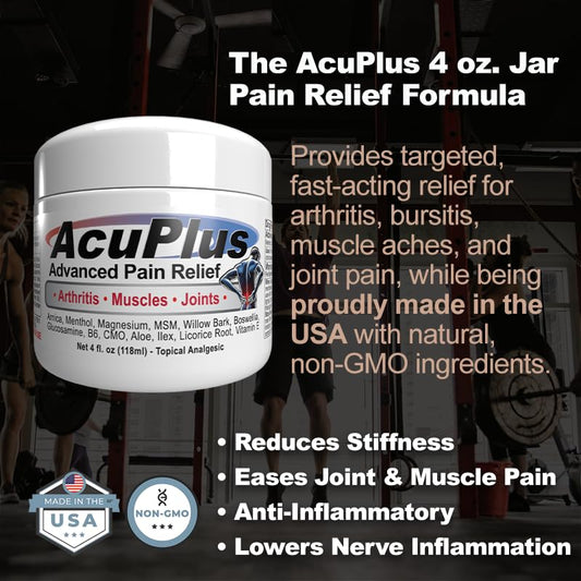 AcuPlus cream texture swirl illustrating non-greasy absorption for quick comfort.