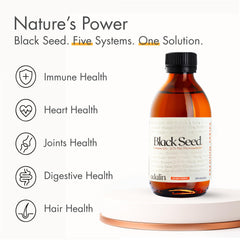 Adalin Black Seed Oil pour shows easy-to-use bottle for flexible daily routines.