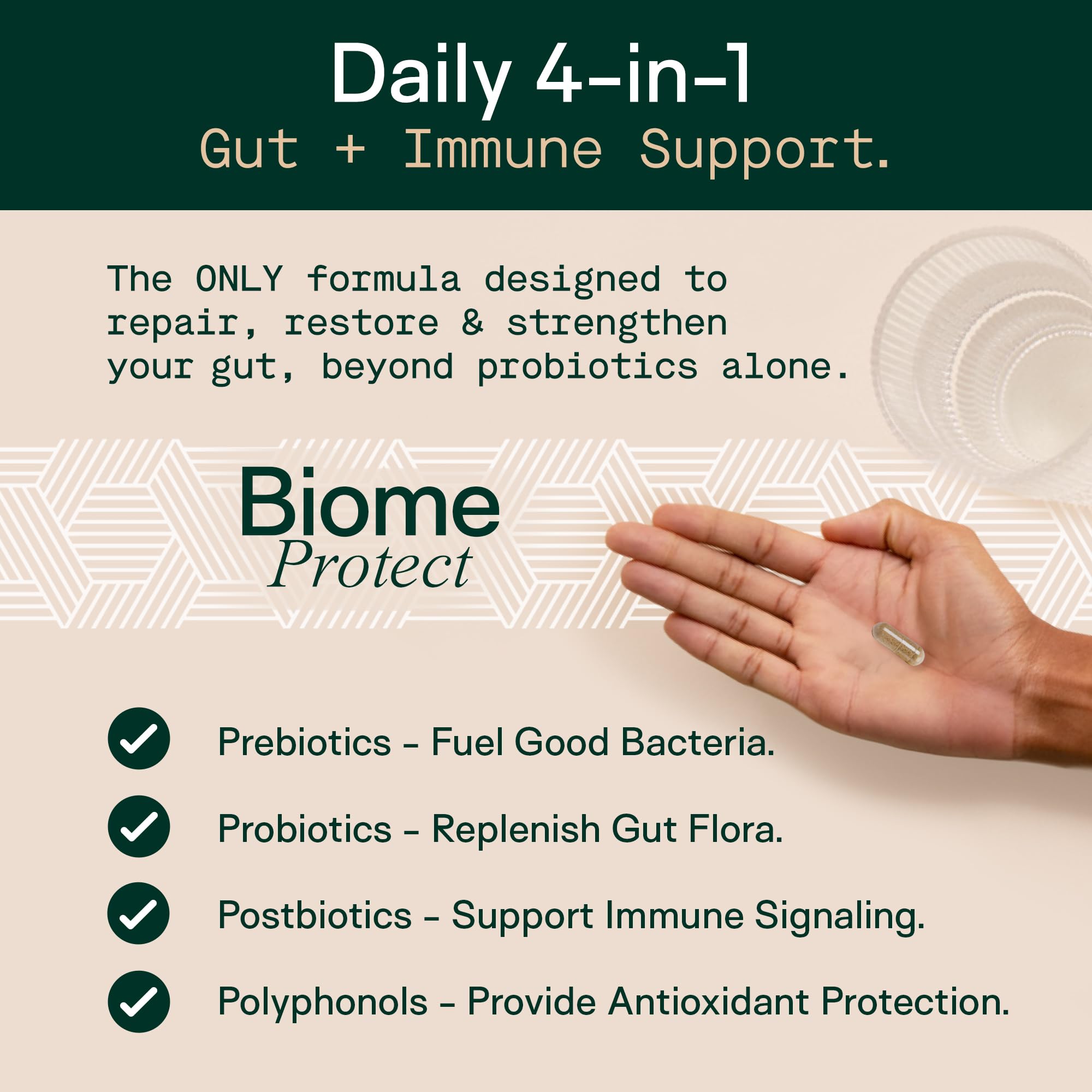 Closeup of Adapt Naturals 4-in-1 capsules for easy daily routine.
