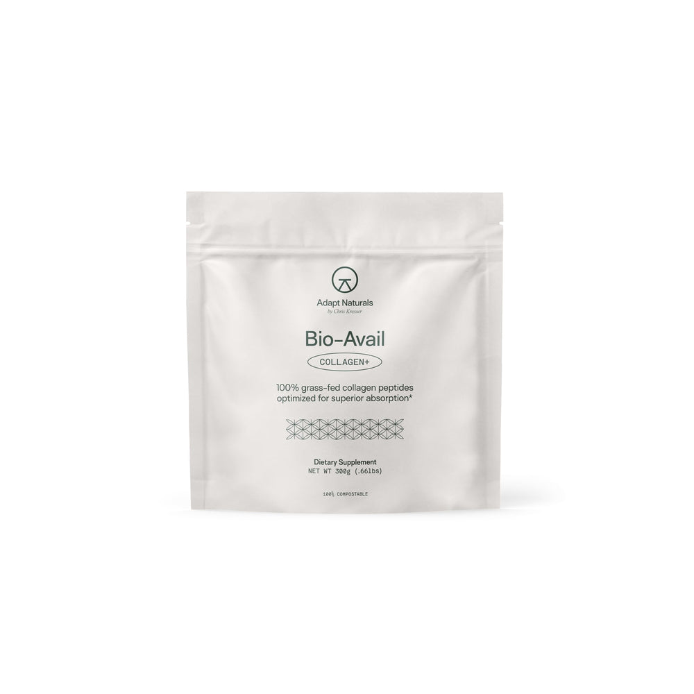 Adapt Naturals Bio-Avail Collagen+ bottle with scoop for daily use supporting skin and joints