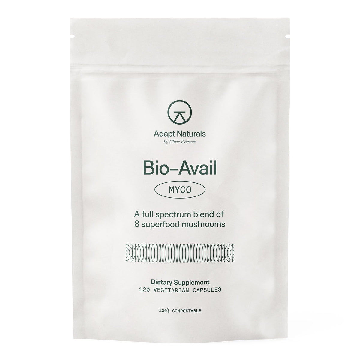 Adapt Naturals Bio-Avail Myco bottle on shelf for daily wellness.