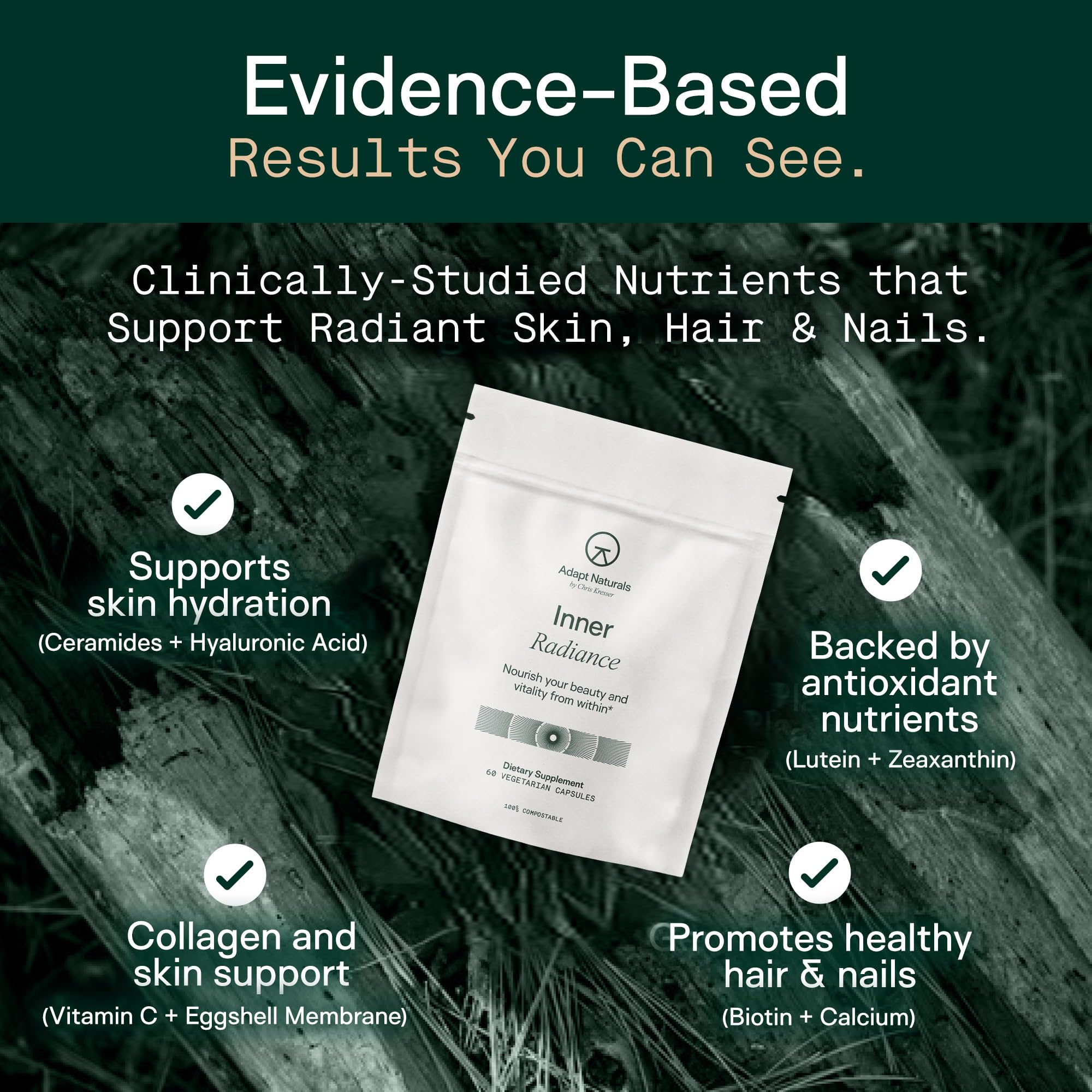 Adapt Naturals Inner Radiance rice ceramides reinforce skin barrier.