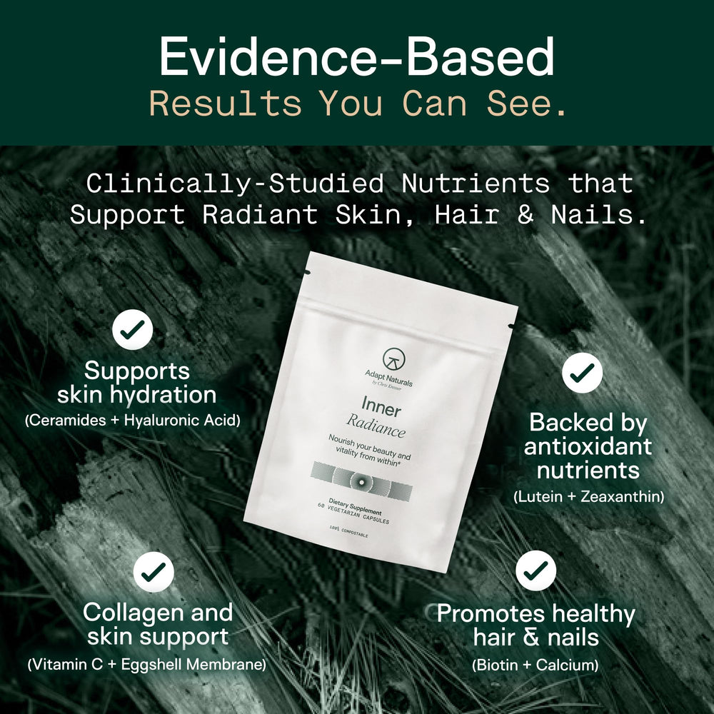 Adapt Naturals Inner Radiance rice ceramides reinforce skin barrier.