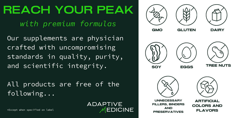 Adaptive Medicine GMP-approved facility seal on product packaging