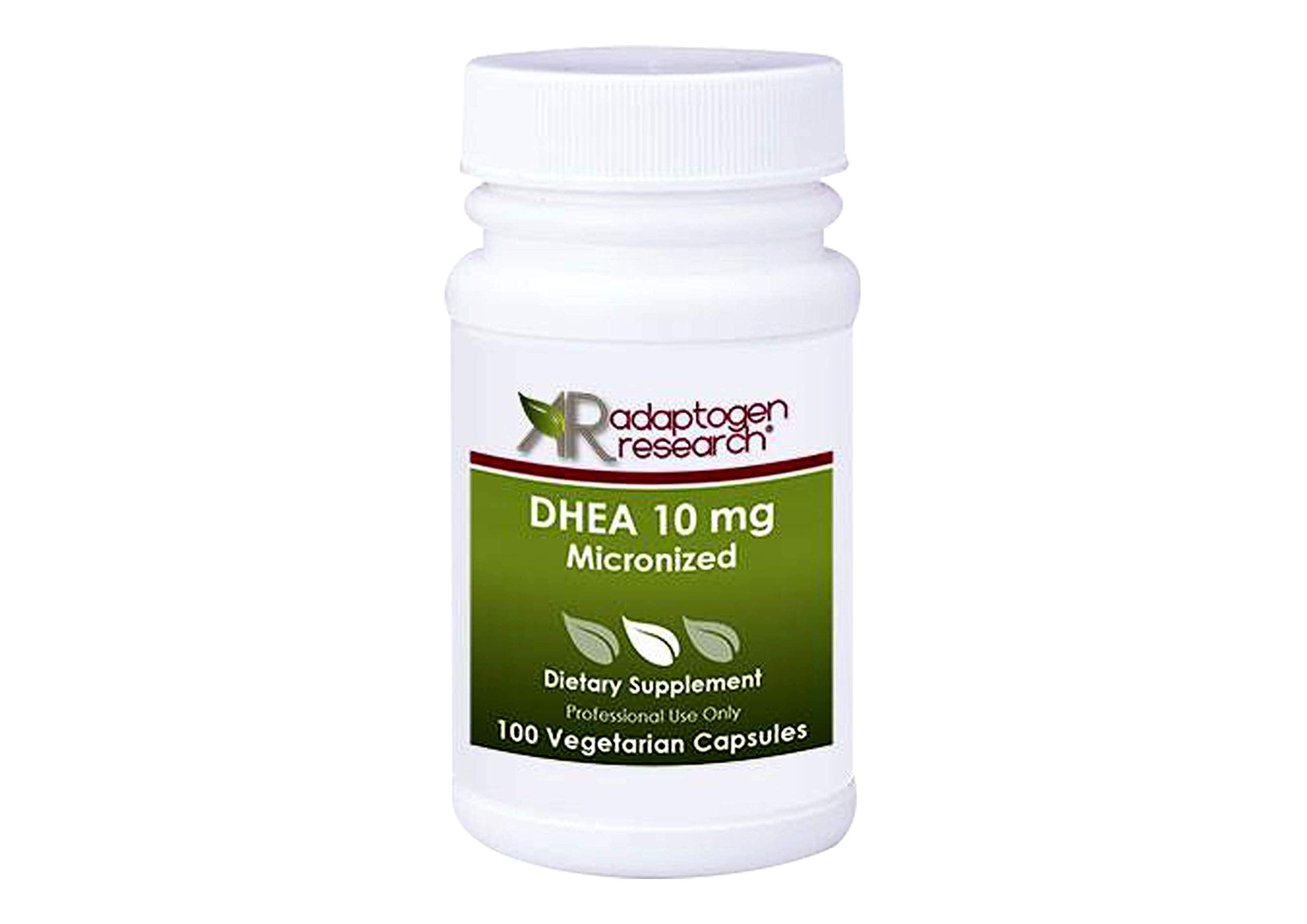 Adaptogen Research DHEA 10mg micronized bottle ready for daily use