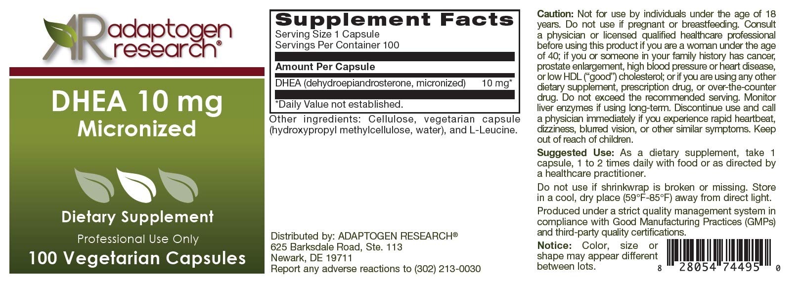 Adaptogen Research DHEA capsules close-up highlighting micronized absorption design