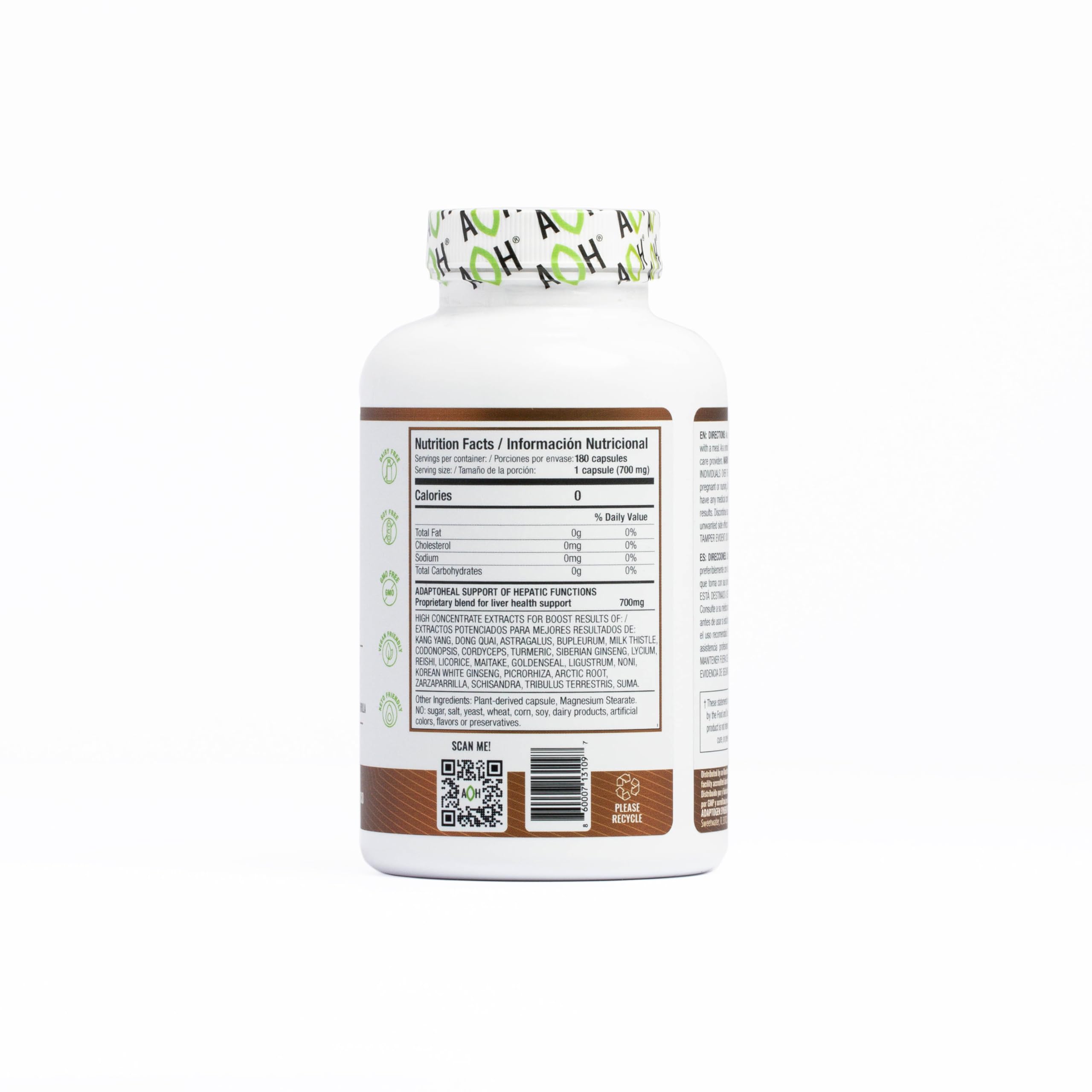 ADAPTOHEAL capsules in hand representing easy daily dosing