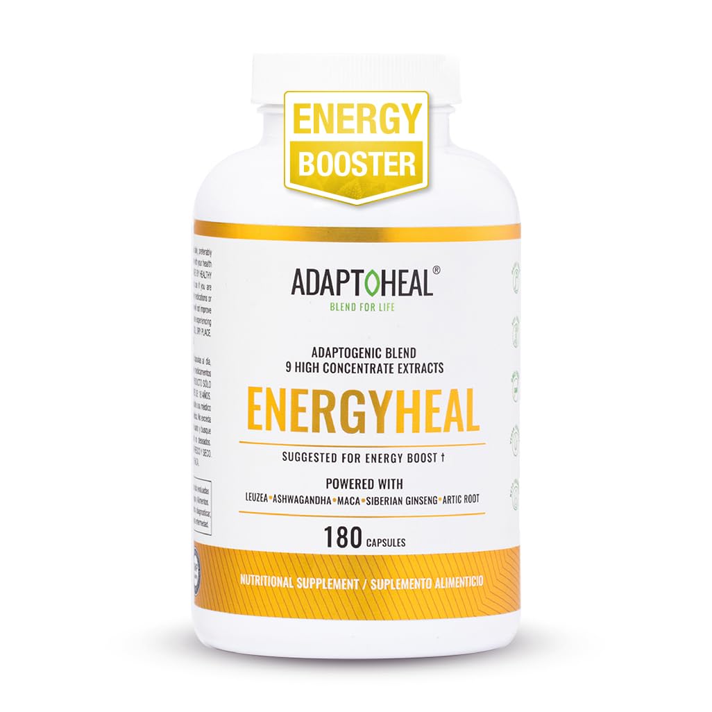 ADAPTOHEAL Energyheal bottle and capsules for natural energy support