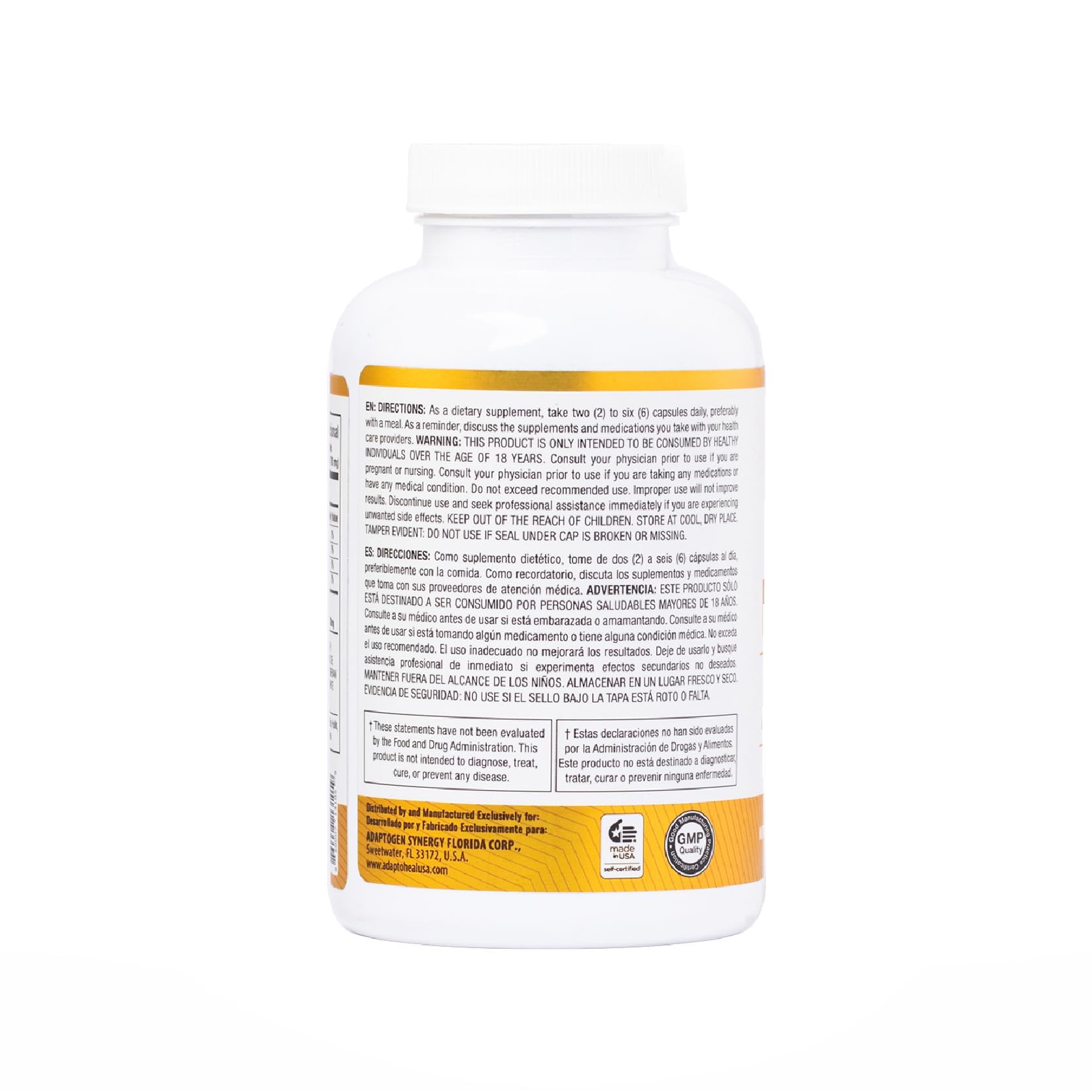 ADAPTOHEAL Energyheal bottle shows USA-made quality