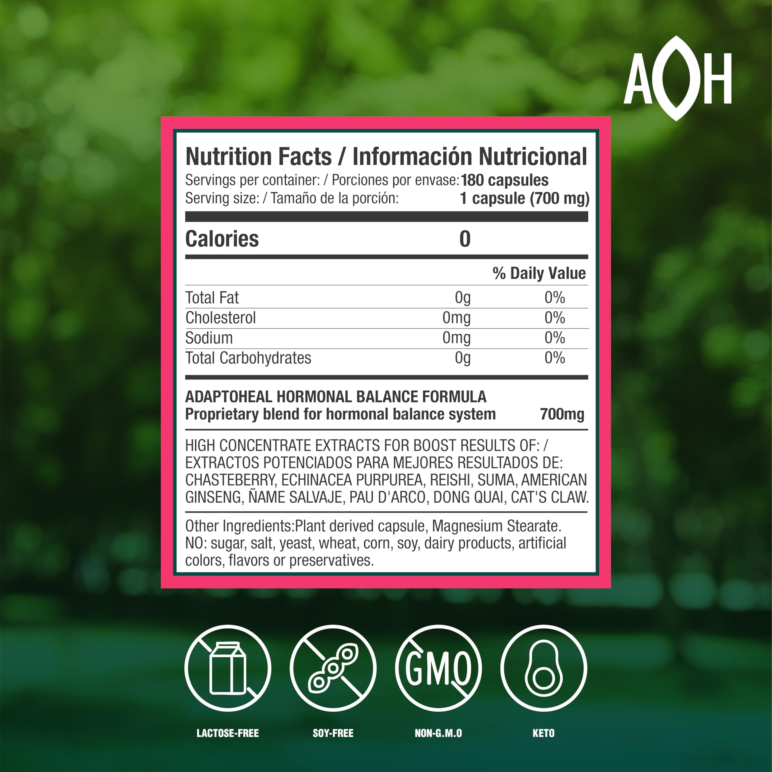 ADAPTOHEAL Hormobalance capsules-closeup highlighting plant-based formula for wellness