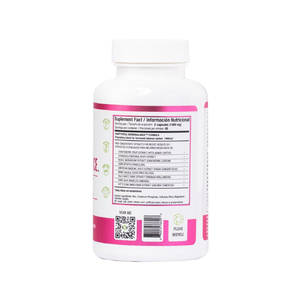 ADAPTOHEAL Hormobalance ingredient highlight features Vitex, Dong Quai, and friends