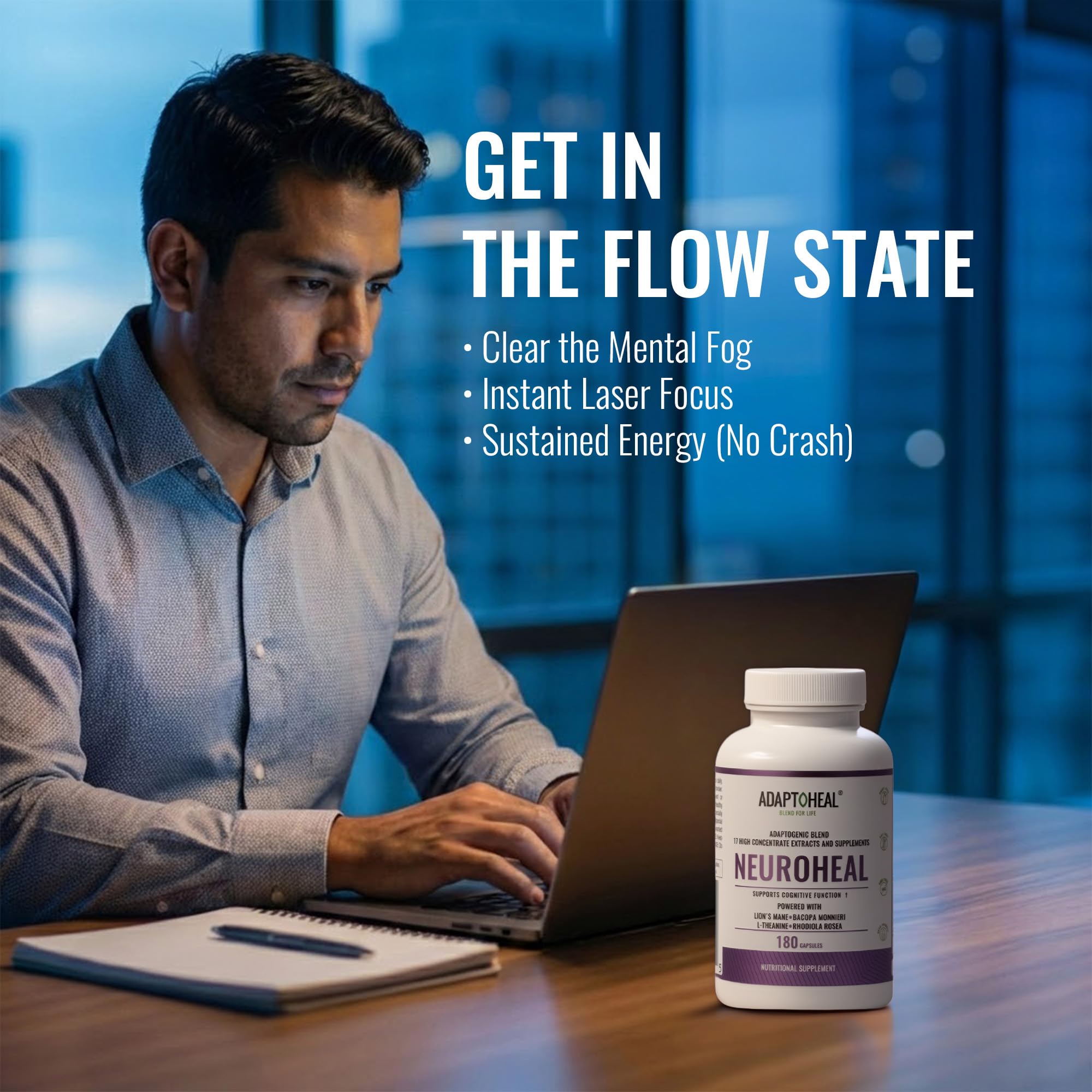 ADAPTOHEAL NeuroHeal dosage scoop reveals 1,500 mg per serving.