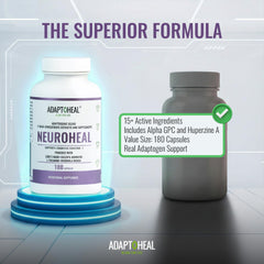 ADAPTOHEAL NeuroHeal herbal blend highlights adaptogens.