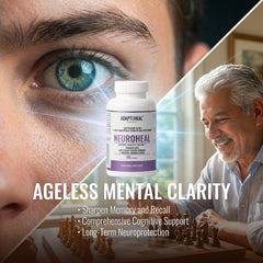 ADAPTOHEAL NeuroHeal packaging scene suggests a trusted routine for professionals and students