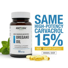 ADAPTOHEAL softgels close-up emphasizes easy swallowing and balance.