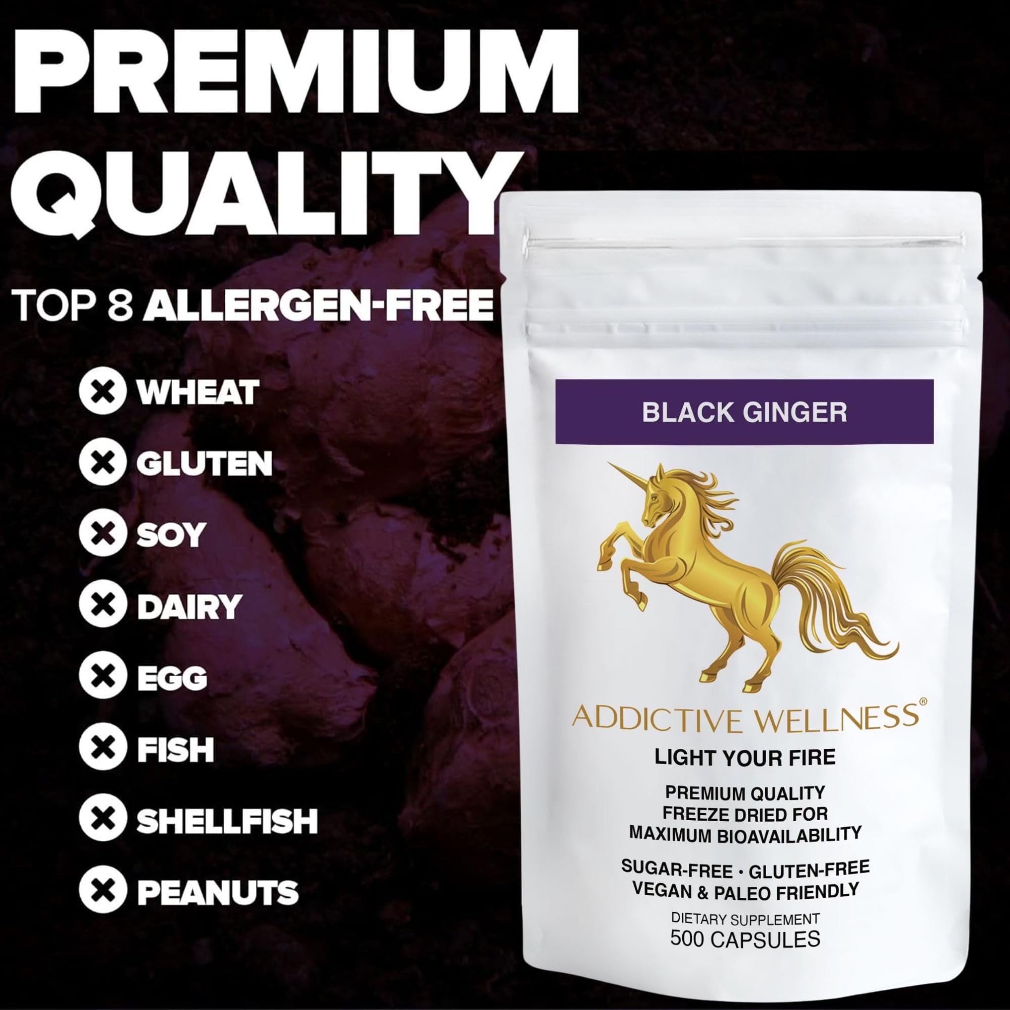Addictive Wellness USA-based company logo reinforces trusted American sourcing.