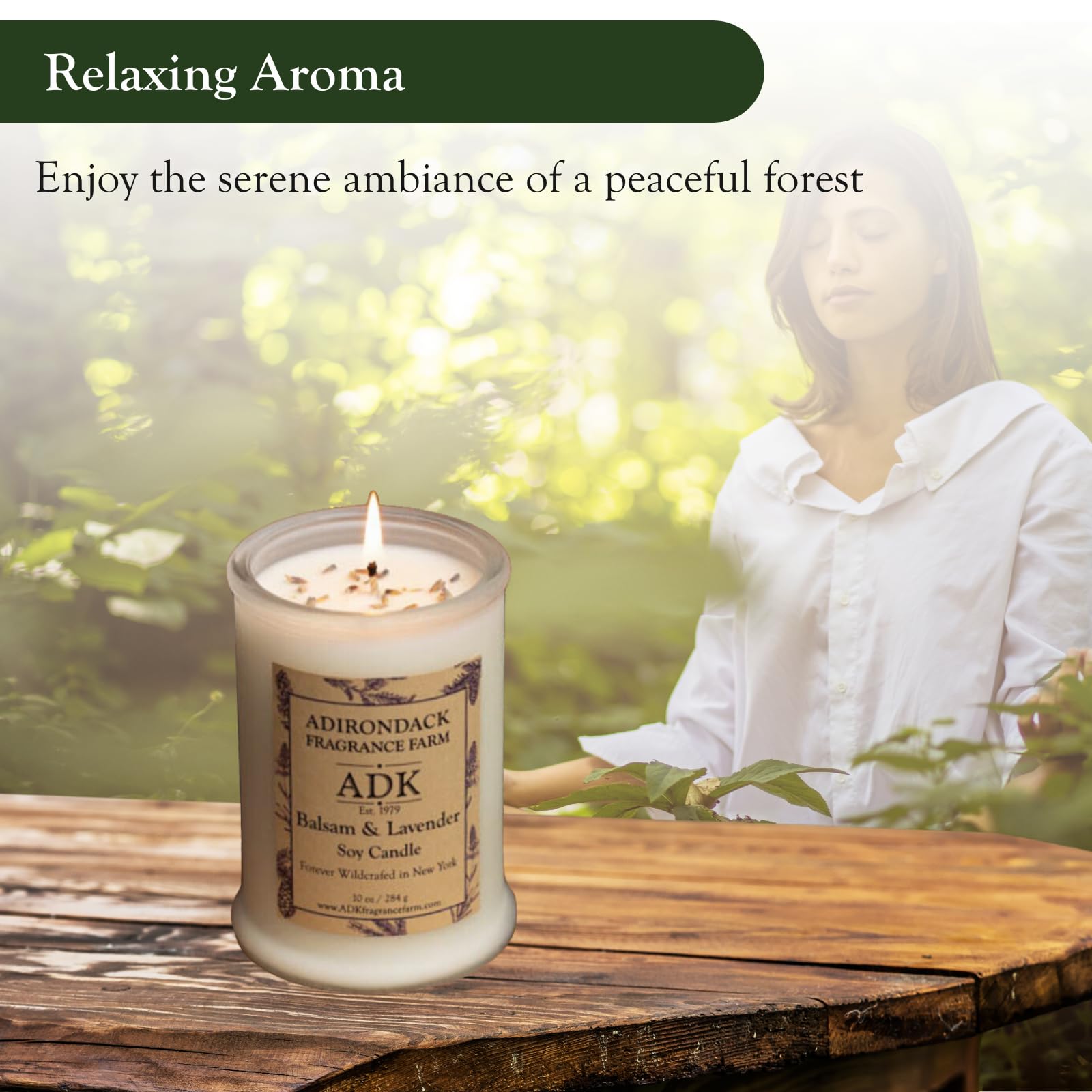 ADK candle in glass jar presented as a thoughtful gift option