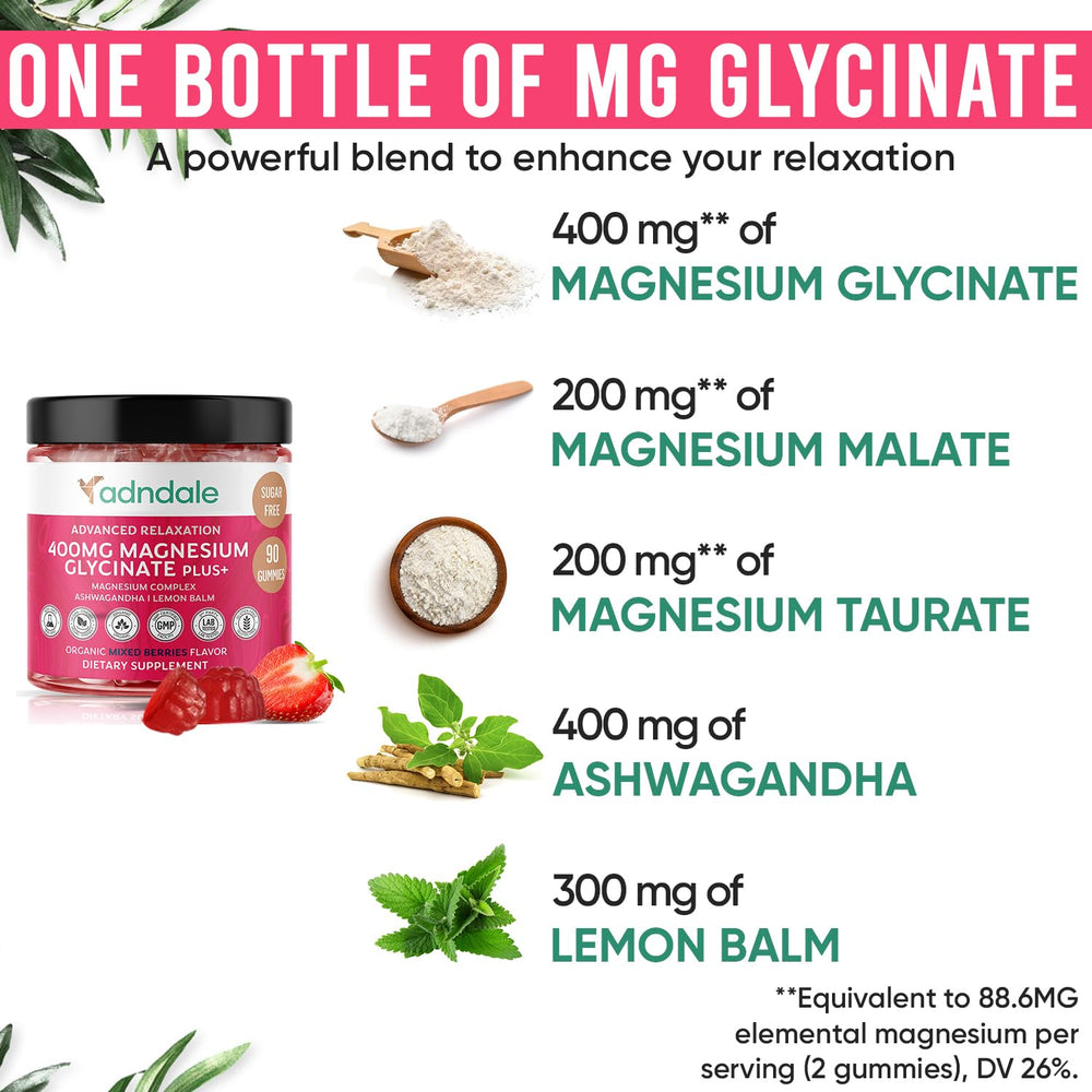 Adndale herbal blend with Ashwagandha and Lemon Balm suggests calming notes.