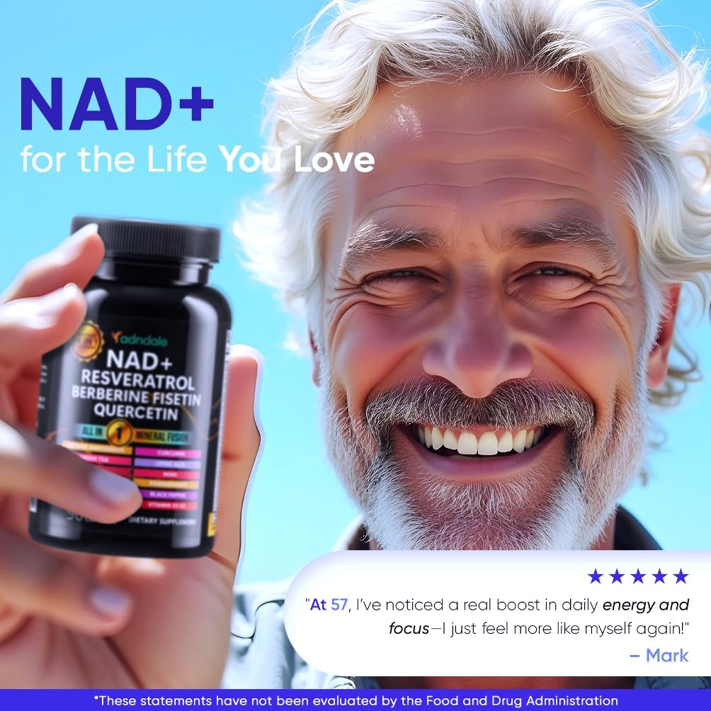 Adndale Liposomal NAD label detail emphasizing 180-count bottle.