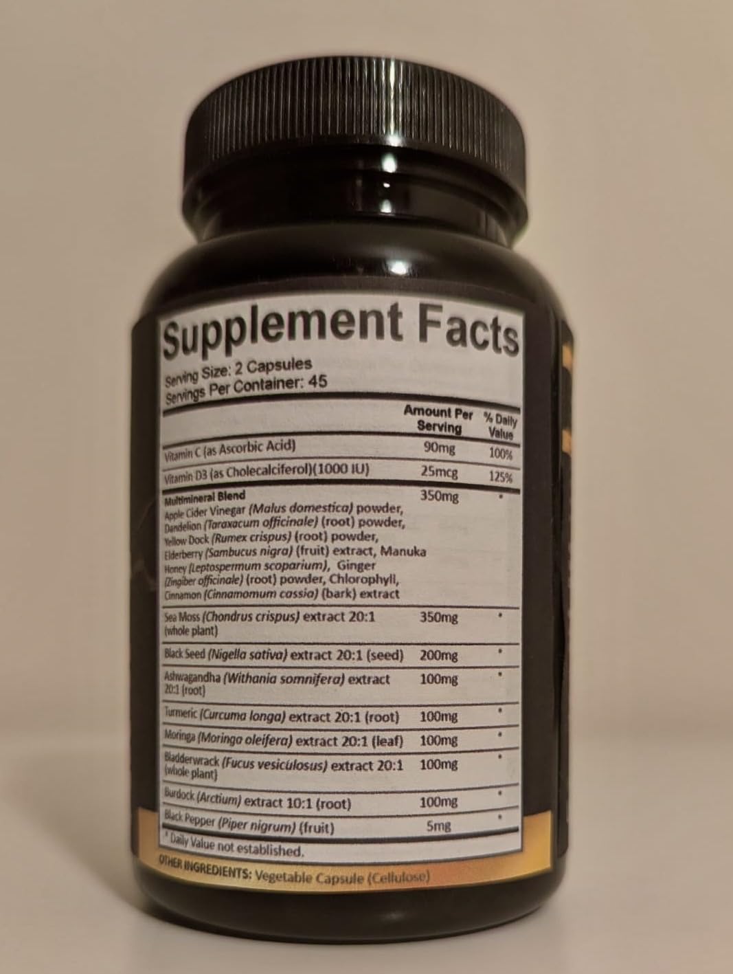 Adndale Sea Moss Capsules packaging shot showing 90 capsules and 45-day supply.