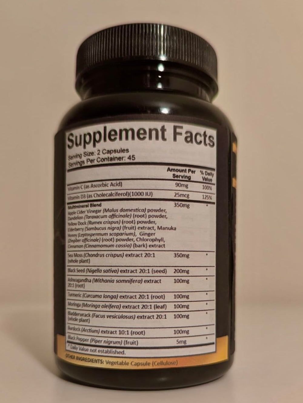 Adndale Sea Moss Capsules packaging shot showing 90 capsules and 45-day supply.
