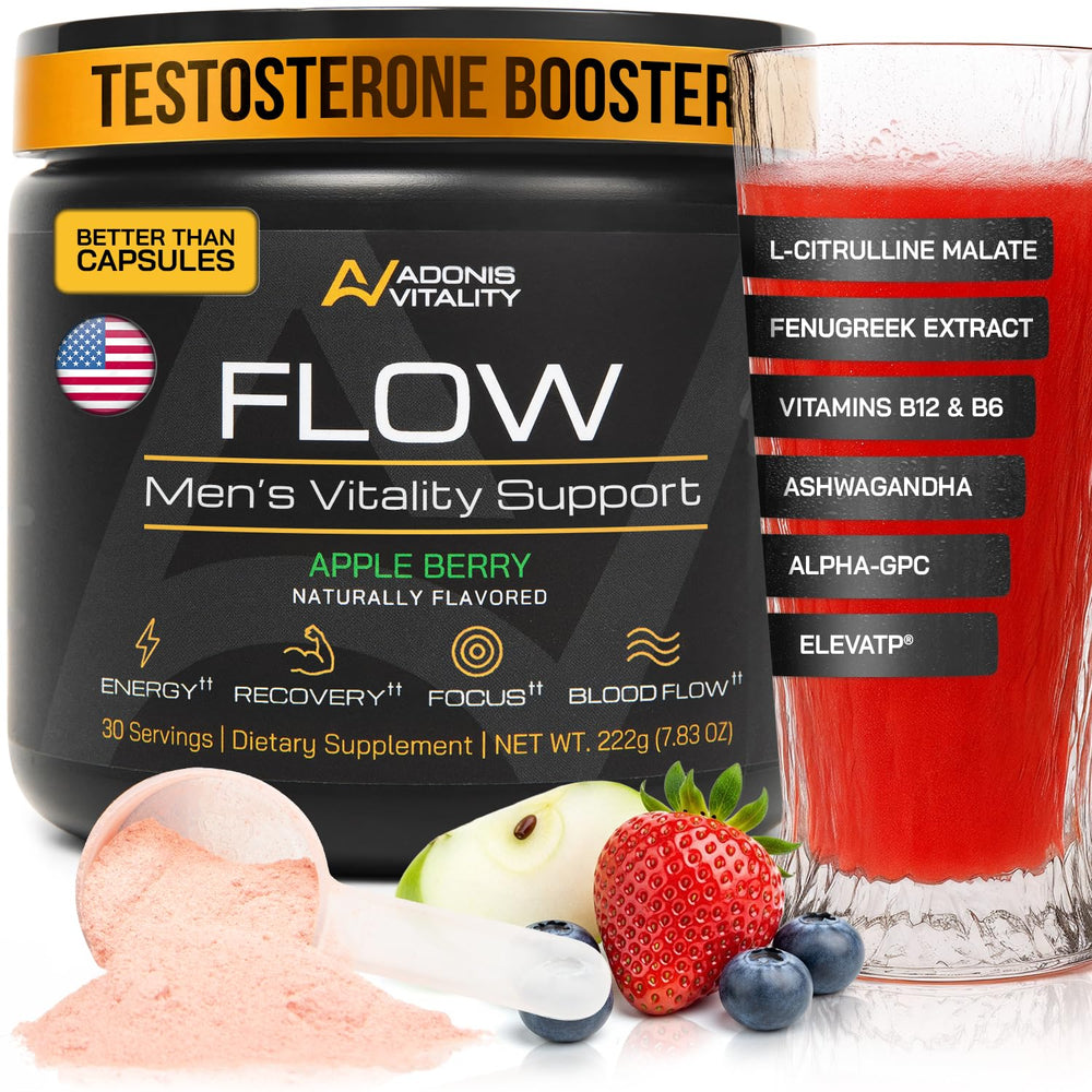 Adonis Vitality Flow bottle ready for daily energy and stamina.